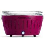 LotusGrill LG G435 U PU – Tragbarer XL-Holzkohlegrill für den Außenbereich – Violette Außenhülle