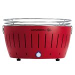 LotusGrill LG G435 U RD – Tragbarer XL-Holzkohlegrill für den Außenbereich – Rotes Außengehäuse