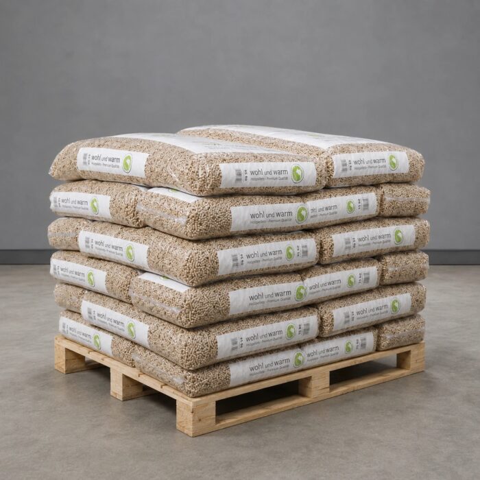wohl und warm Holzpellets, 6 mm, Sackware – halbe Palette 495 kg