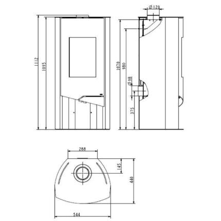 Wamsler N-Line Dauerbrandofen 5 kW – Naturstein Serpentino, Korpus Stahl Schwarz – image 2