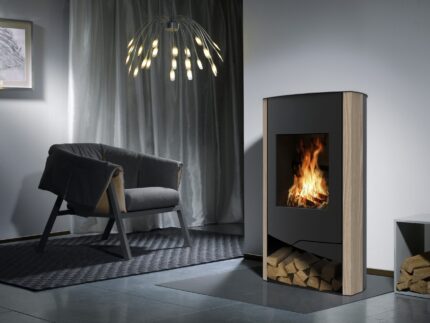Wamsler N-Line Dauerbrandofen 5 kW – Sandstein, Korpus Stahl Schwarz – image 2
