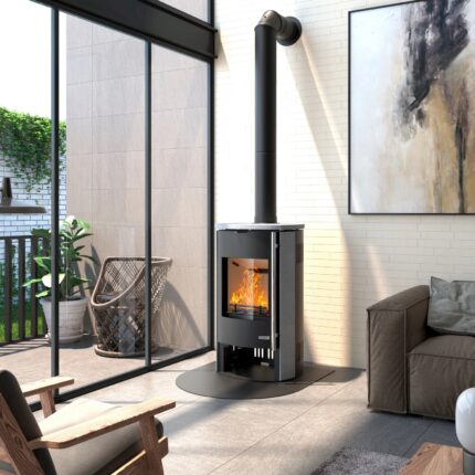 Accente Nyborg 4.0 GTS Kaminofen 7 kW – Granit Grau, mit Holzfach und Wärmefach – image 2