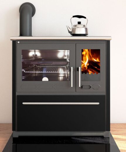 Plamen 850 Glas Küchenherd Gusseisen 8 kW – Schwarz, Backfach links – image 2