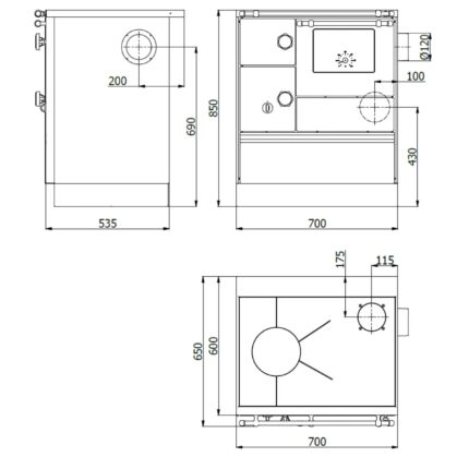 Wamsler Westminster K76-70 Küchenherd 7,3 kW – Schwarz, Backfach rechts, Stahlplatte – image 2