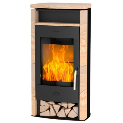 Fireplace Santiago Kaminofen Sandstein Schwarz 6 kW – image 2