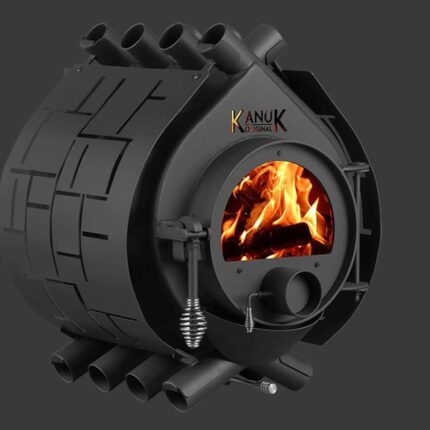 Kanuk Original Werkstattofen 7 kW mit Seitenverkleidung Brick & Untergestell Base